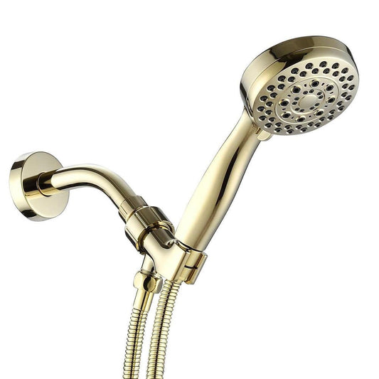  5-Spray Patterns With 2.5 GPM 3.5 In. Wall Mount High Pressure Handheld Shower Head In Gold