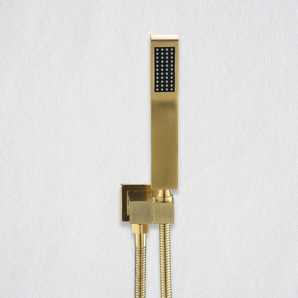  2-Spray 2.5 GPM Ceiling Mounted Dual Shower System Combo Set With Handheld And 10 In. Shower Head Gold