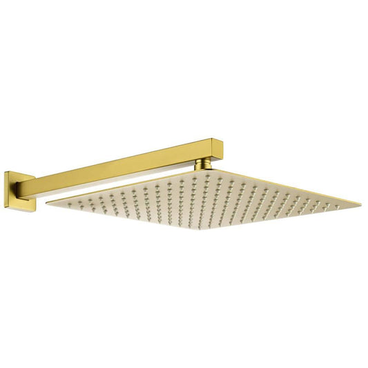  2-Spray Patterns With 0 In. 2.5 GPM In Ceiling Mount Fixed Shower Head In Gold