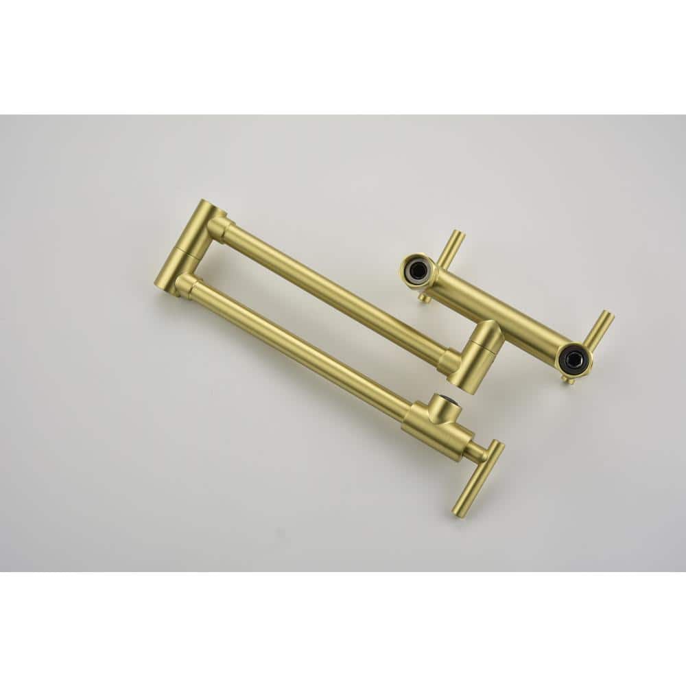  Wall Mounted Pot Filler With Cross Handle In Gold