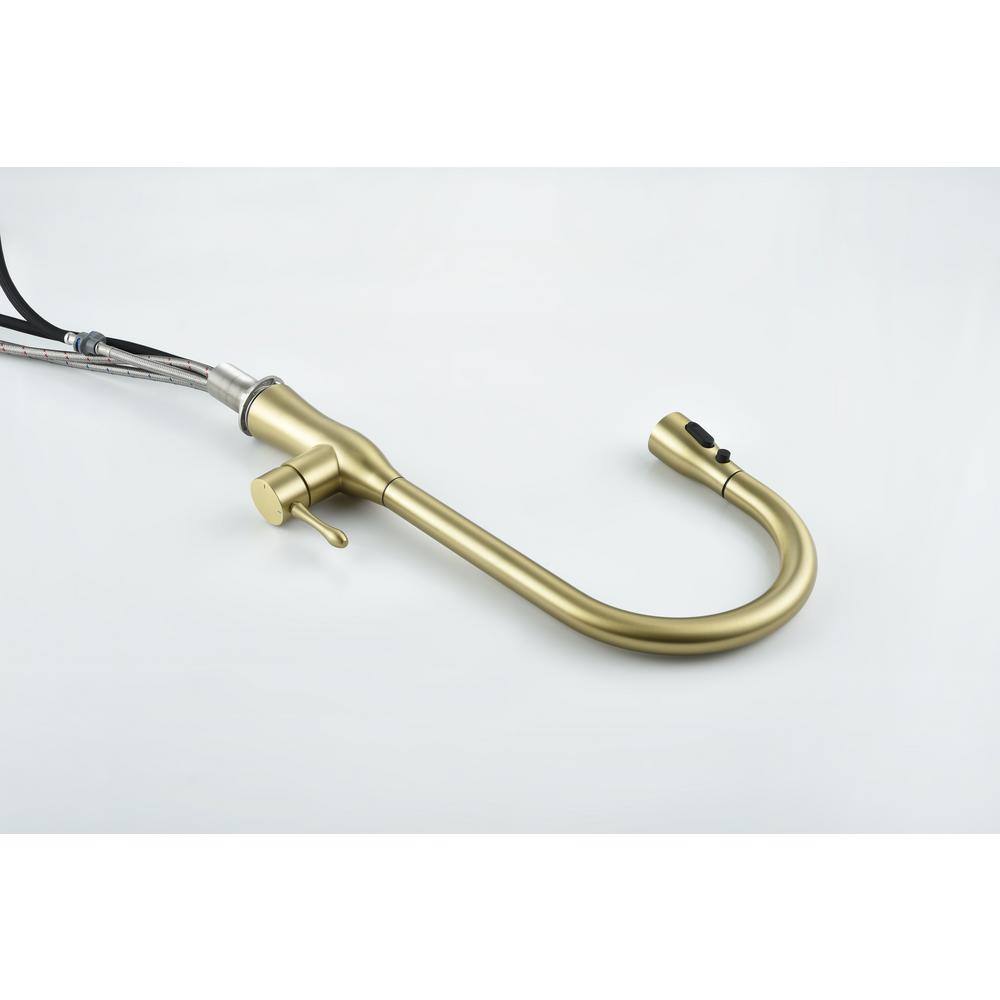  17.5-Single Handle Pull Down Sprayer Kitchen Faucet 360° Spout Swivel In Gold