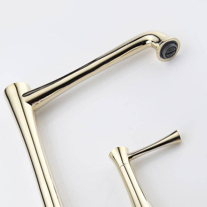  Titus Double Handle Wall Mounted Bathroom Faucet In Gold