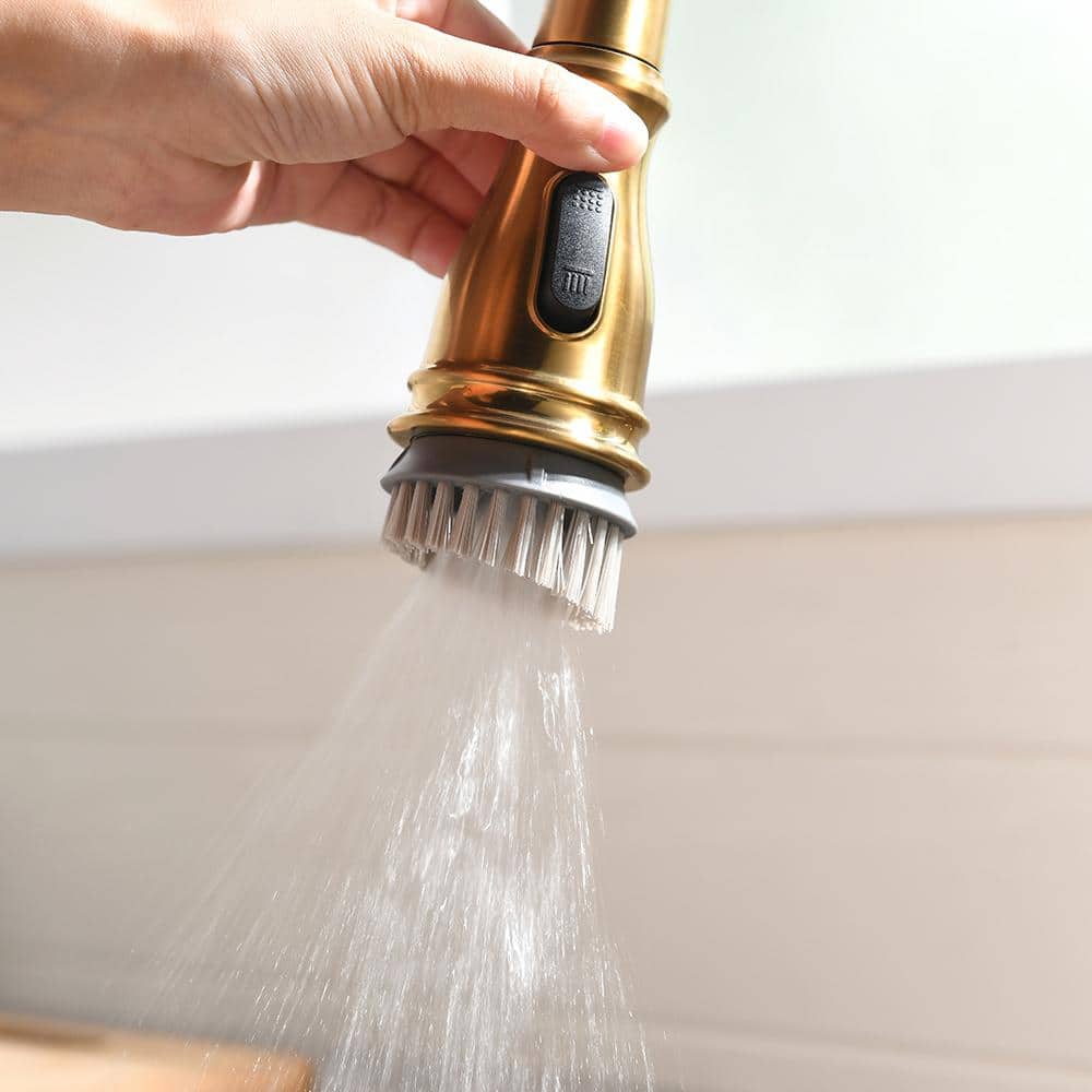  Single Handle Pull Down Sprayer Kitchen Faucet In Golden
