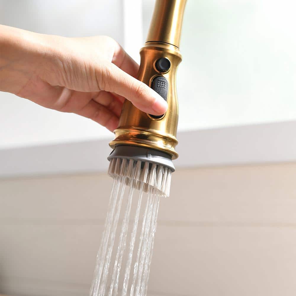  Single Handle Pull Down Sprayer Kitchen Faucet In Golden