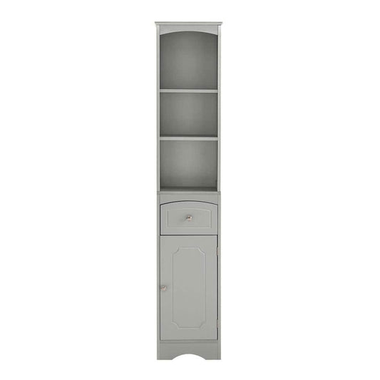  13.4 In. W X 9.1 In. D X 66.9 In. H Gray MDF Freestanding Linen Cabinet With Drawer In Gray