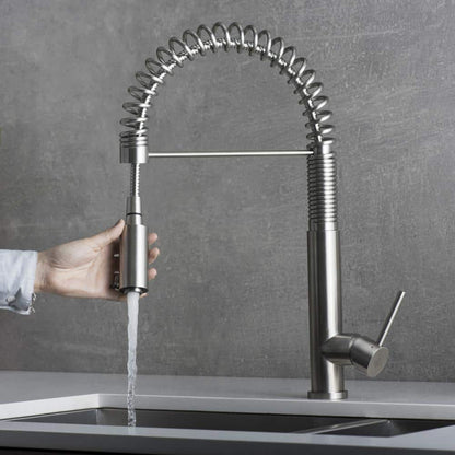  Single Handle Pull Down Sprayer Kitchen Faucet In Gray