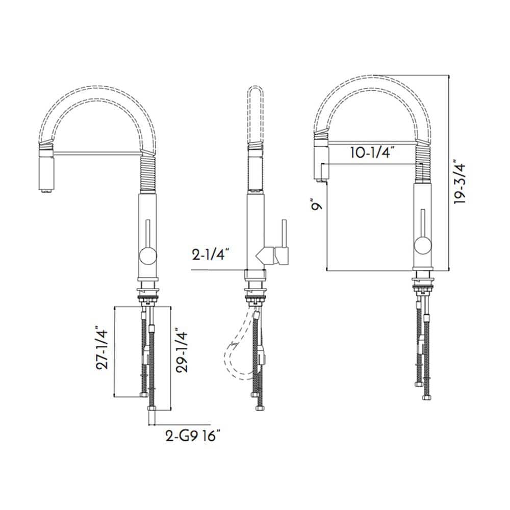  Single Handle Pull Down Sprayer Kitchen Faucet In Gray