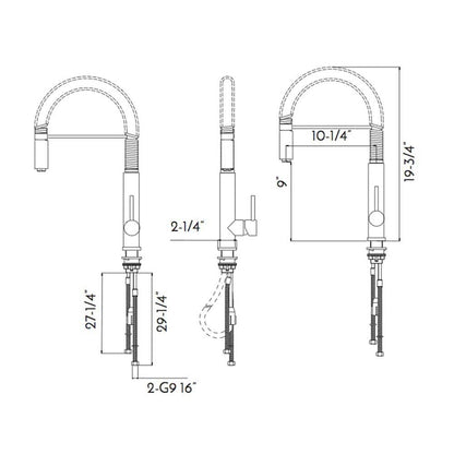  Single Handle Pull Down Sprayer Kitchen Faucet In Gray