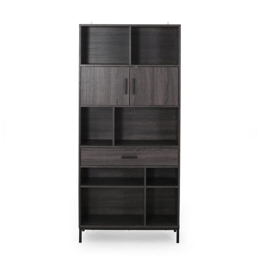  11.75 In. W X 31.50 In. D X 67.25 In. H Grey MDF Freestanding Linen Cabinet With 2-Drawers And Shelves In Grey
