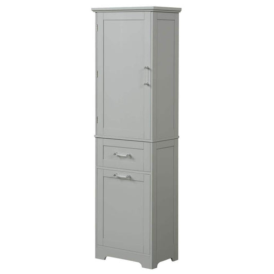  13.50 In. W X 20.00 In. D X 68.40 In. H Bathroom Storage Wall Cabinet In Grey