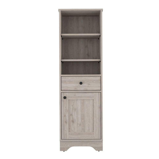  17.30 In. W X 13.80 In. D X 55.70 In. H Grey Particle Board Freestanding Linen Cabinet With 2-Shelves In Grey