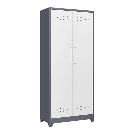  72in.H Metal Lockers With Lockable Cleaning Tool Cabinets With Adjustable Shelves In Gray