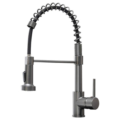  Single Handle Deck Mount Pull Down Sprayer Kitchen Faucet In Gun Grey