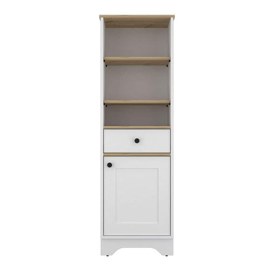  17.30 In. W X 13.80 In. D X 55.70 In. H Brown Particle Board Freestanding Linen Cabinet With Shelves In Multi-Colored