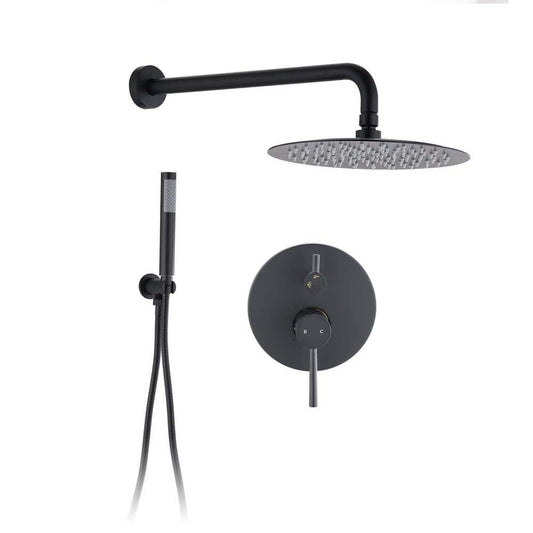  2-Handle Claw Foot Tub Faucetwith 10 In. Rain Shower Head And Handheld Shower Head Set In Matt Black