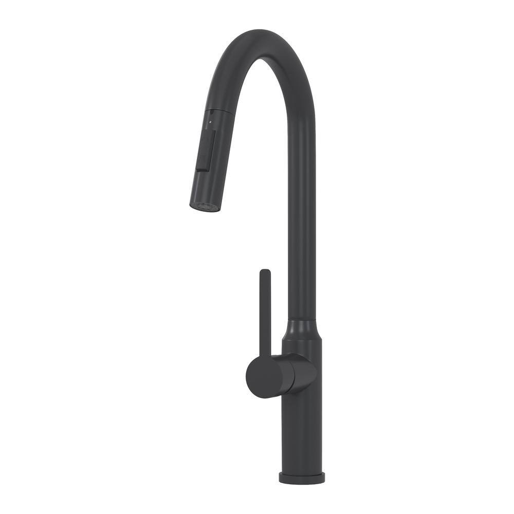  Single Handle Pull Down Sprayer Kitchen Faucet In Matt Black
