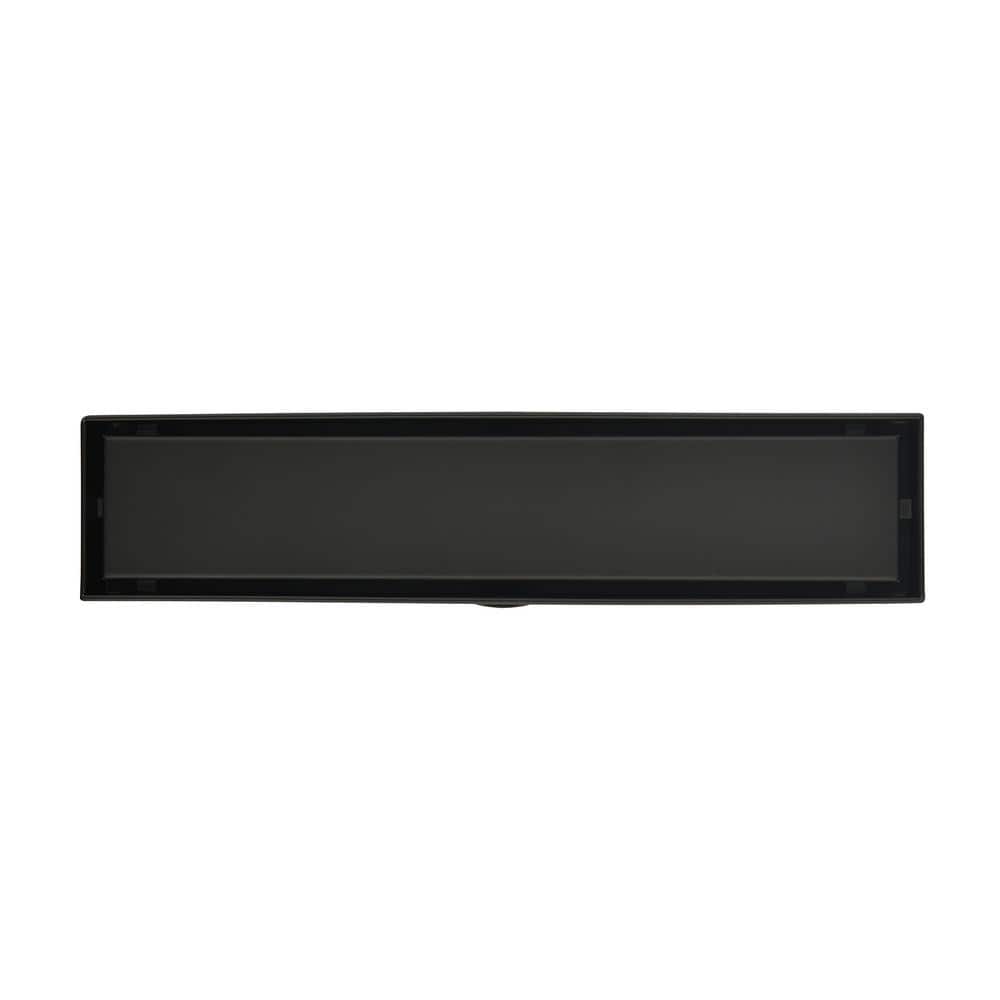  12 In. Linear Shower Drain, Included Hair Strainer And Leveling Feet In Matt Black