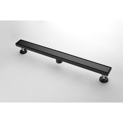  30 In. Linear Shower Drain, Included Hair Strainer And Leveling Feet In Matt Black
