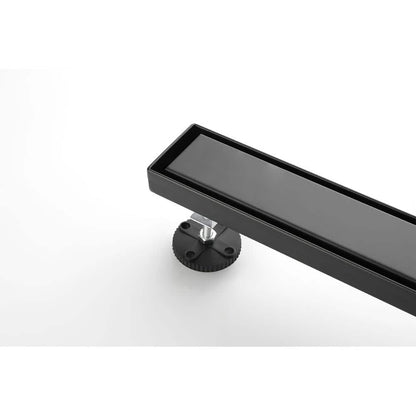  30 In. Linear Shower Drain, Included Hair Strainer And Leveling Feet In Matt Black