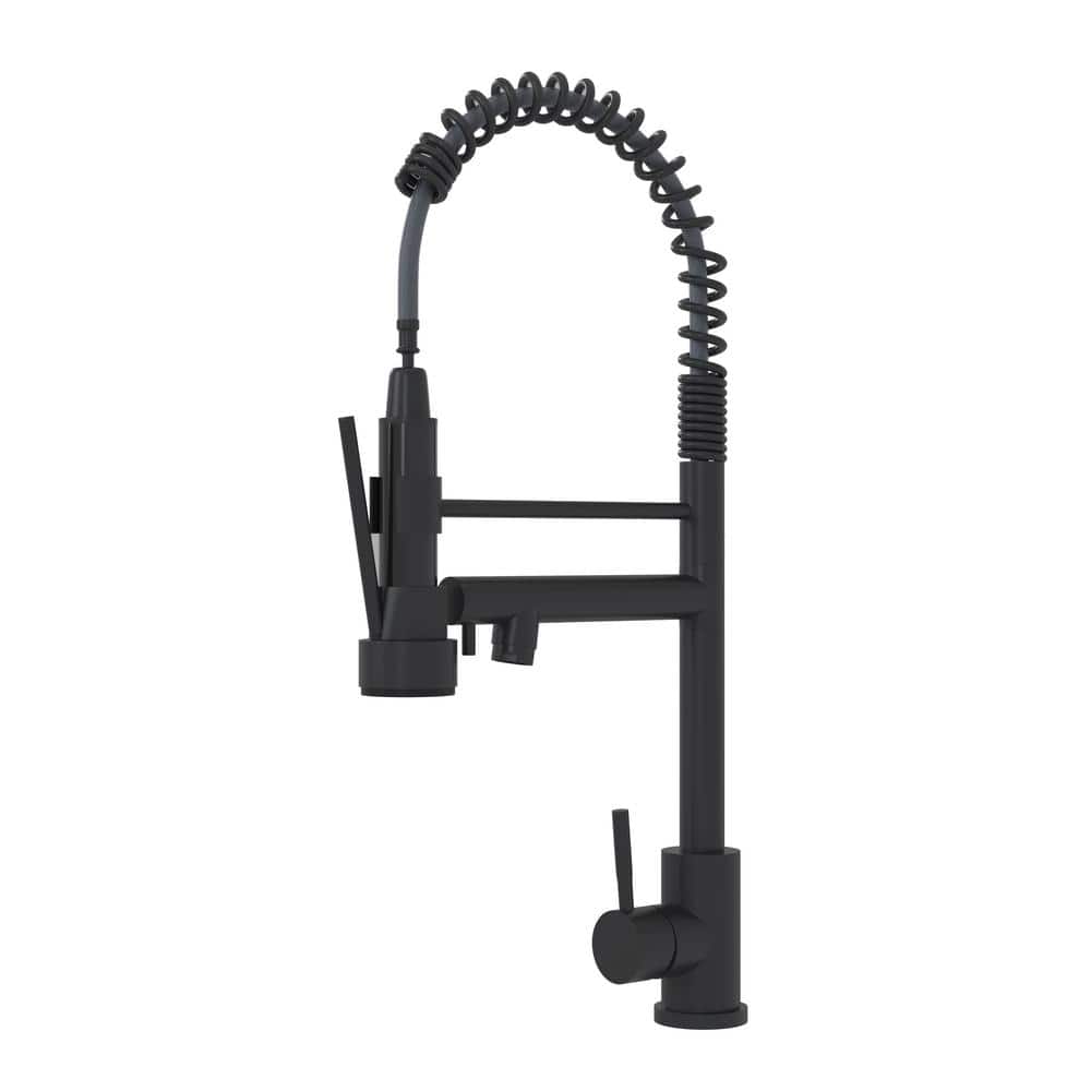  Single Handle Wall Mount Standard Kitchen Faucet In Matt Black