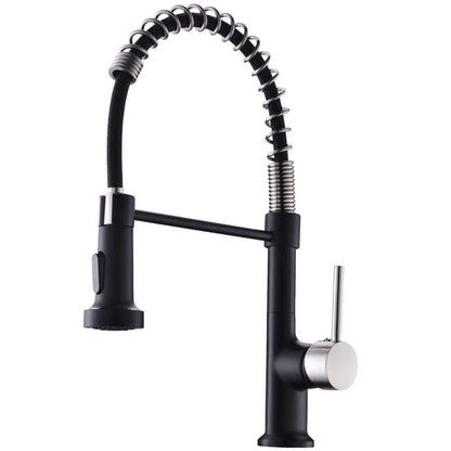  Single Handle Deck Mount Pull Down Sprayer Kitchen Faucet In Matte Black And Brushed Nickel