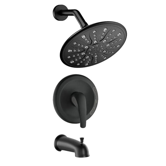  Single Handle Rain Showerhead， Freestanding Tub Faucet In Matte Black