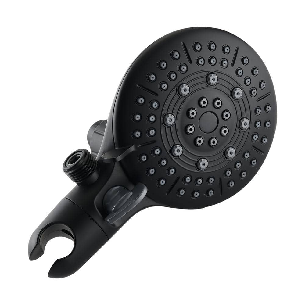  Single Handle 7 Function Rain Freestanding Tub Faucet With Handheld Shower In Matte Black