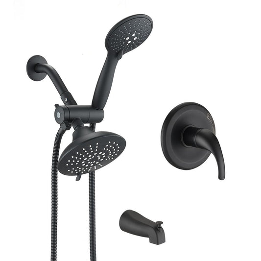  6-Spray Single Handle 7 Function Rain Shower Head With Handheld Shower In Matte Black 1.8 Gallons Per Minute