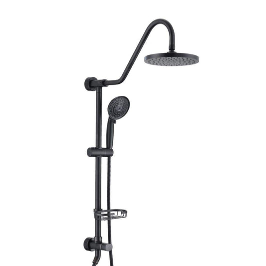  5 Spray Dual Shower Head And Handheld Shower Head Wall Mount 1.8 GPM In Matte Black