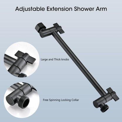  6 Spray Patterns Wall Mount Dual Shower Head And Handheld Shower Head With 2-Way Diverter In Matte Black