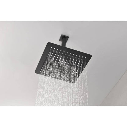  1-Spray Patterns 2.5 GPM Ceiling Mount Fixed Shower Head In Matte Black