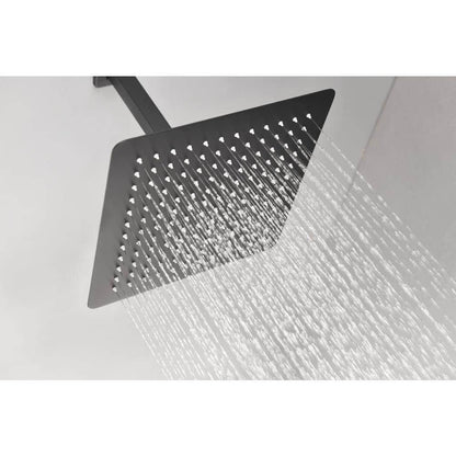  1-Spray Patterns 2.5 GPM Ceiling Mount Fixed Shower Head In Matte Black