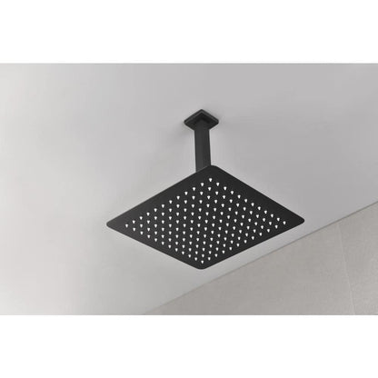  1-Spray Patterns 2.5 GPM Ceiling Mount Fixed Shower Head In Matte Black