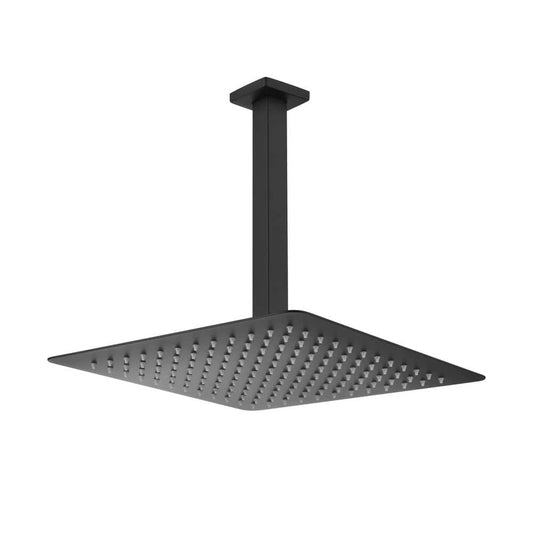  1-Spray Patterns 2.5 GPM Ceiling Mount Fixed Shower Head In Matte Black