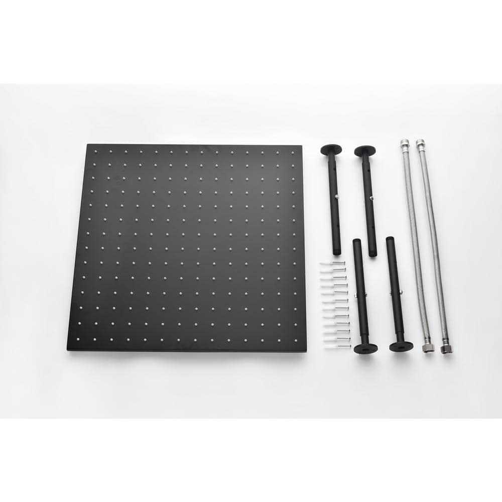  1-Spray Patterns 2.5 GPM 20 In. Ceiling Mount Fixed Shower Head In Matte Black