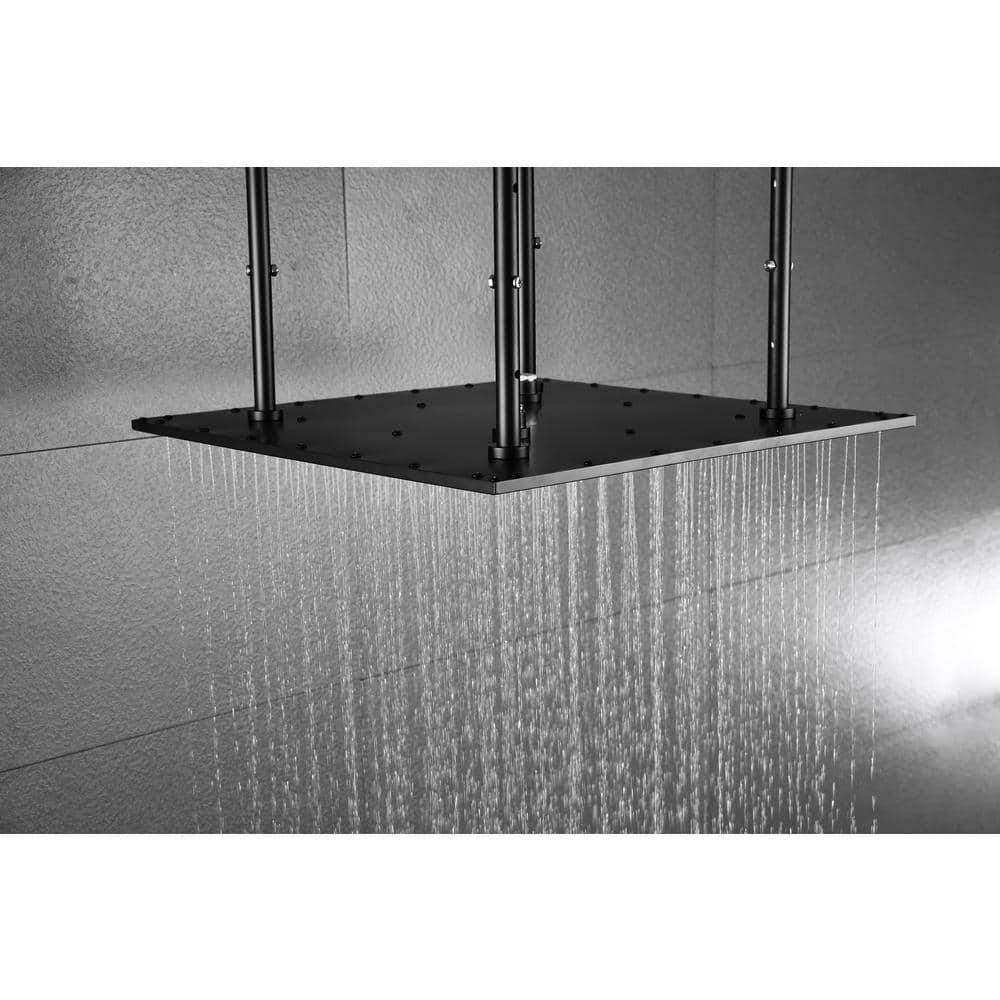  1-Spray Patterns 2.5 GPM 20 In. Ceiling Mount Fixed Shower Head In Matte Black
