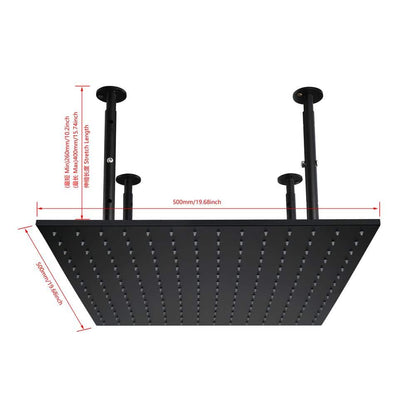  1-Spray Patterns 2.5 GPM 20 In. Ceiling Mount Fixed Shower Head In Matte Black