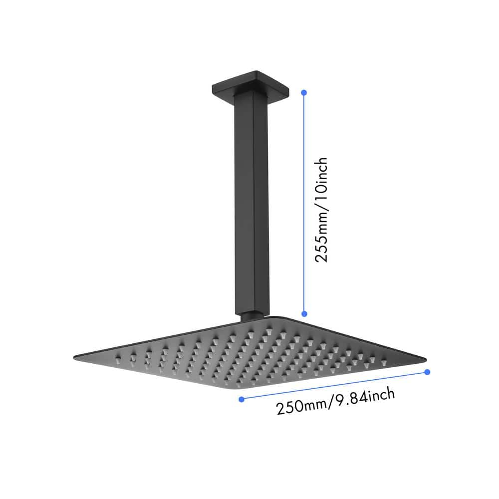  1-Spray Patterns 2.5 GPM 0 In. Ceiling Mount Fixed Shower Head In Matte Black