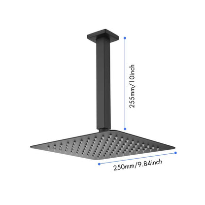  1-Spray Patterns 2.5 GPM 0 In. Ceiling Mount Fixed Shower Head In Matte Black