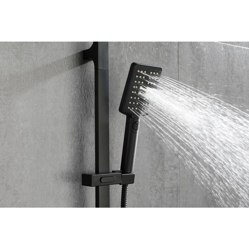  3-Spray Wall Mount Handheld Shower Head 1.8 GPM In Matte Black