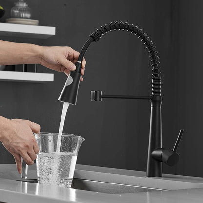  Single Handle No Sensor Pull Down Sprayer Kitchen Faucet In Matte Black