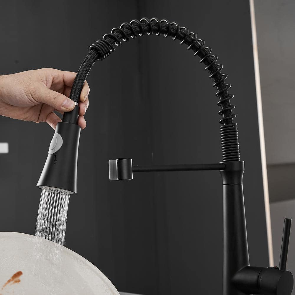  Single Handle No Sensor Pull Down Sprayer Kitchen Faucet In Matte Black