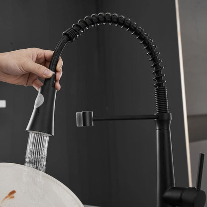  Single Handle No Sensor Pull Down Sprayer Kitchen Faucet In Matte Black
