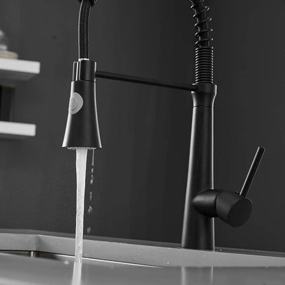  Single Handle No Sensor Pull Down Sprayer Kitchen Faucet In Matte Black