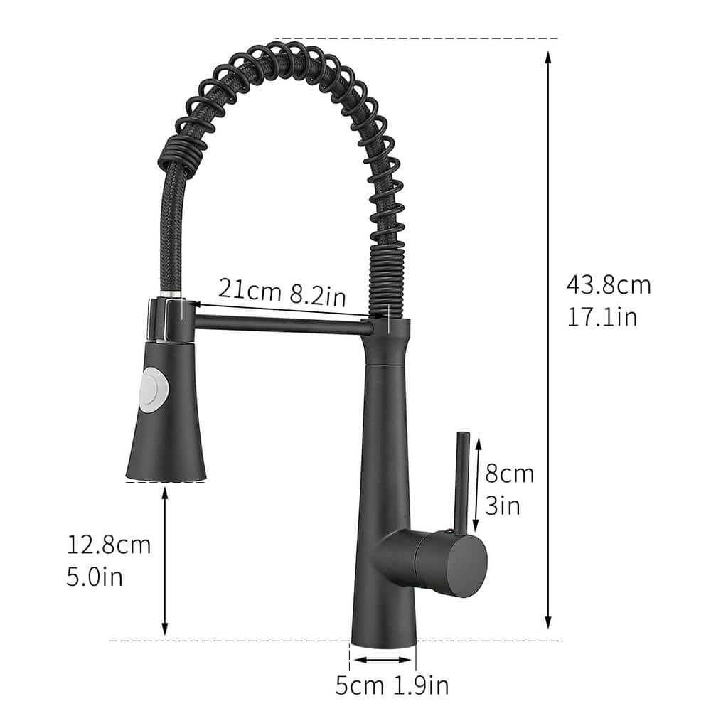  Single Handle No Sensor Pull Down Sprayer Kitchen Faucet In Matte Black