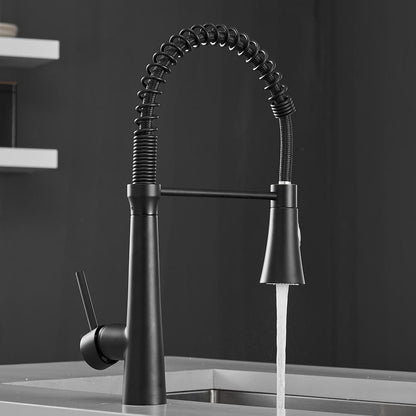  Single Handle No Sensor Pull Down Sprayer Kitchen Faucet In Matte Black