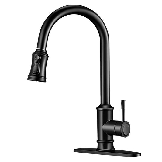  Single Handle Pull Down Sprayer Kitchen Cantilever Faucet Kitchen Tap Faucet Head In Matte Black