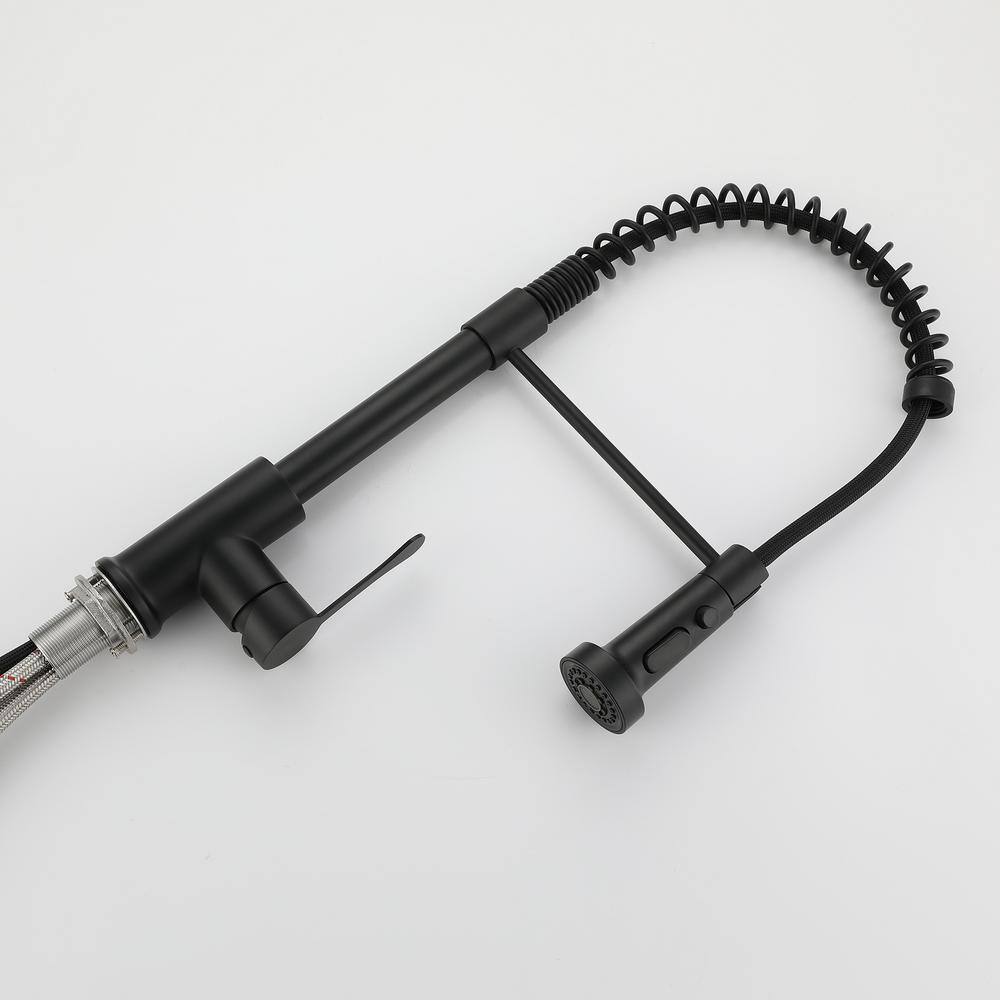  Single Handle Deck Mount Pull Down Sprayer Kitchen Faucet In Matte Black