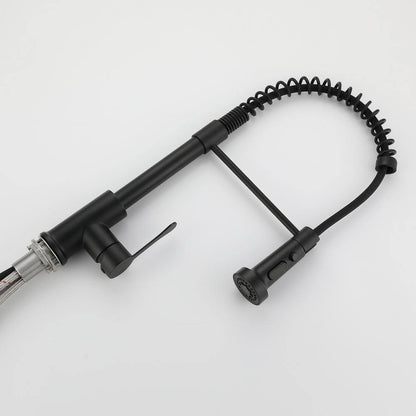  Single Handle Deck Mount Pull Down Sprayer Kitchen Faucet In Matte Black