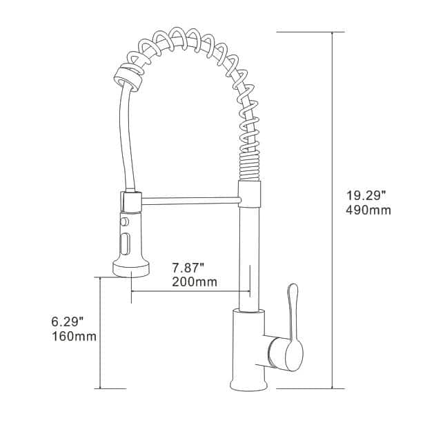  Single Handle Deck Mount Pull Down Sprayer Kitchen Faucet In Matte Black